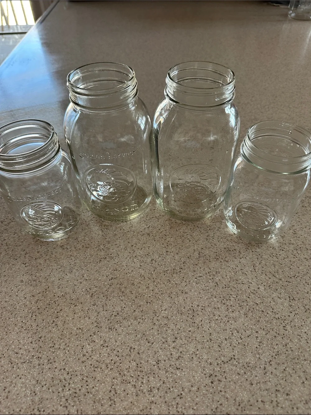 VINTAGE 4 Golden Harvest Mason Jars Set VTG